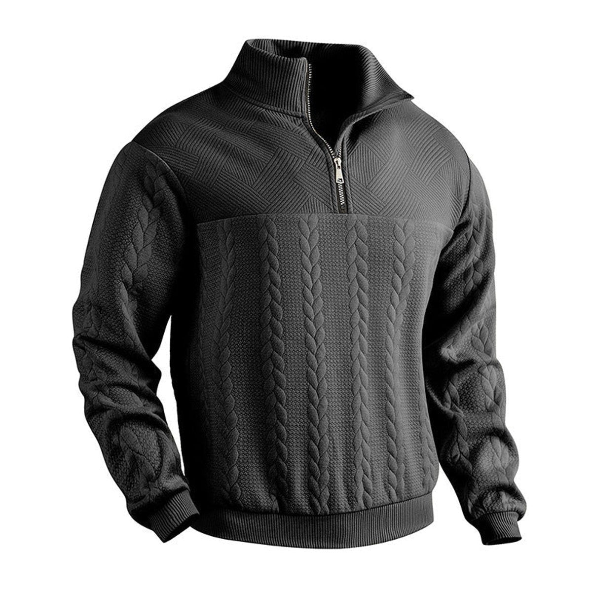 Caden Men's Cable Knit Jumper – Quarter-Zip Comfort Layering 9