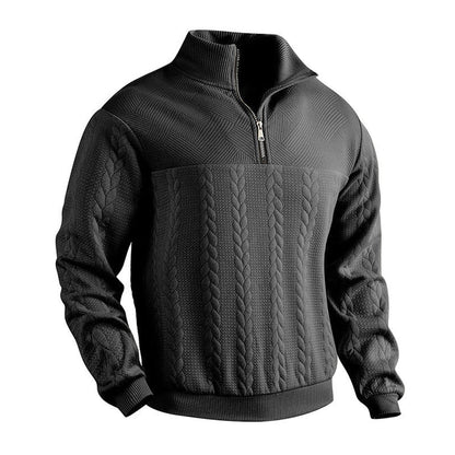 Caden Men's Cable Knit Jumper – Quarter-Zip Comfort Layering 9