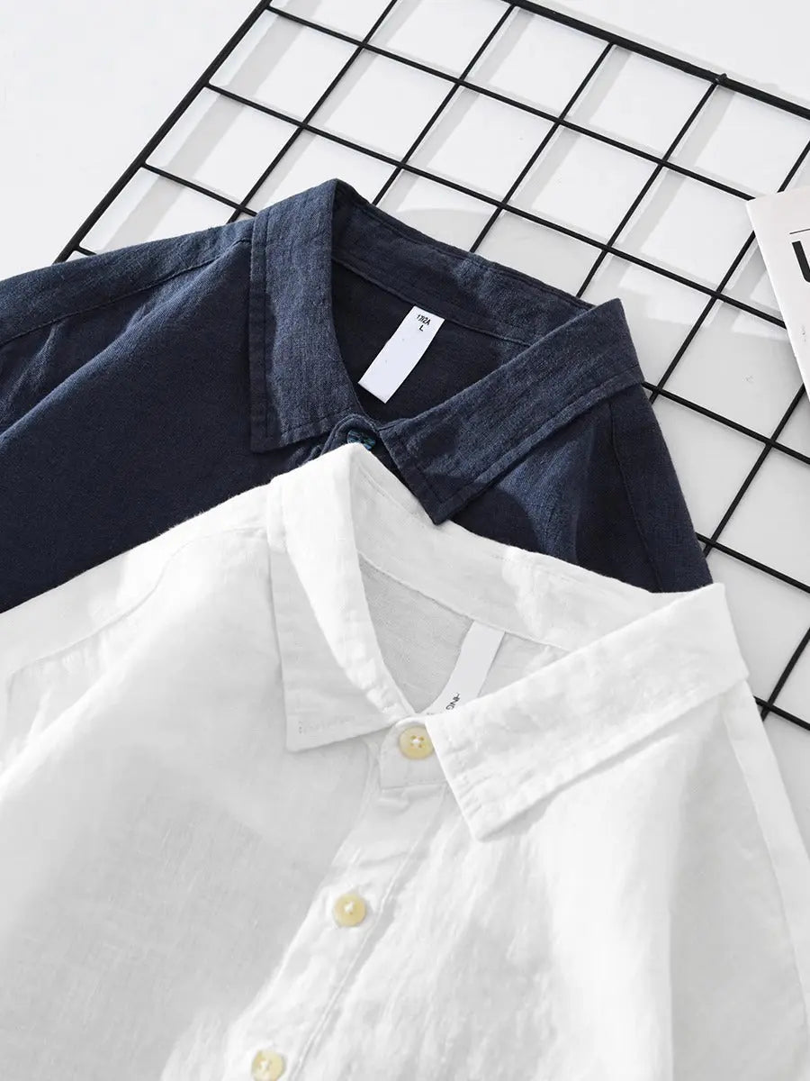 Calden Men’s Popover Shirt – Cotton-Linen Blend Comfortable Casual Wear 4