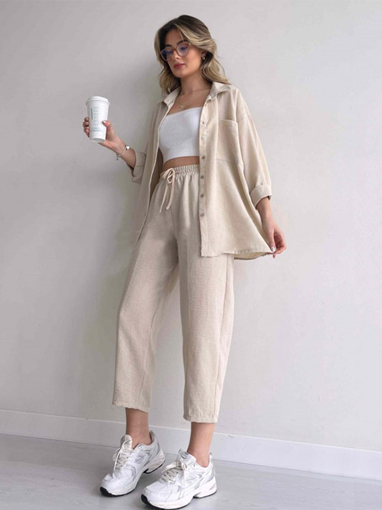 Calina Women's Set – Stylish Linen Two Piece for Effortless Elegance 0