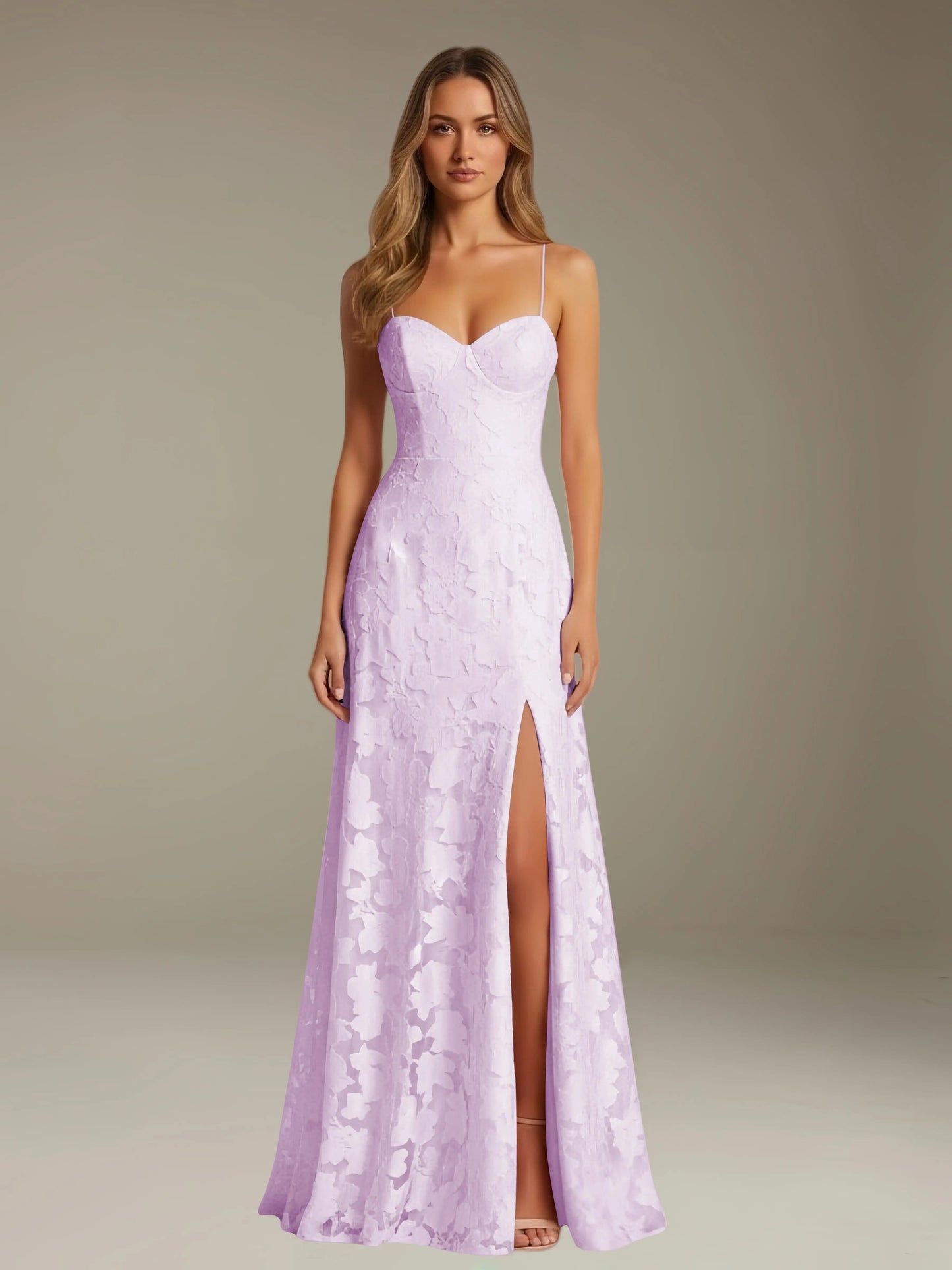 Celesta Women's Floral Lace A-Line Dress – Elegant Side Slit for Formal Events 10
