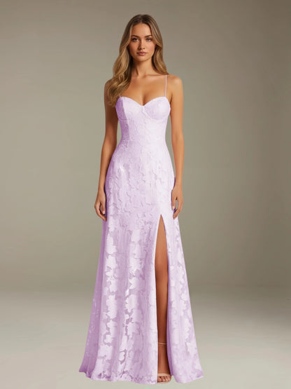 Celesta Women's Floral Lace A-Line Dress – Elegant Side Slit for Formal Events 10