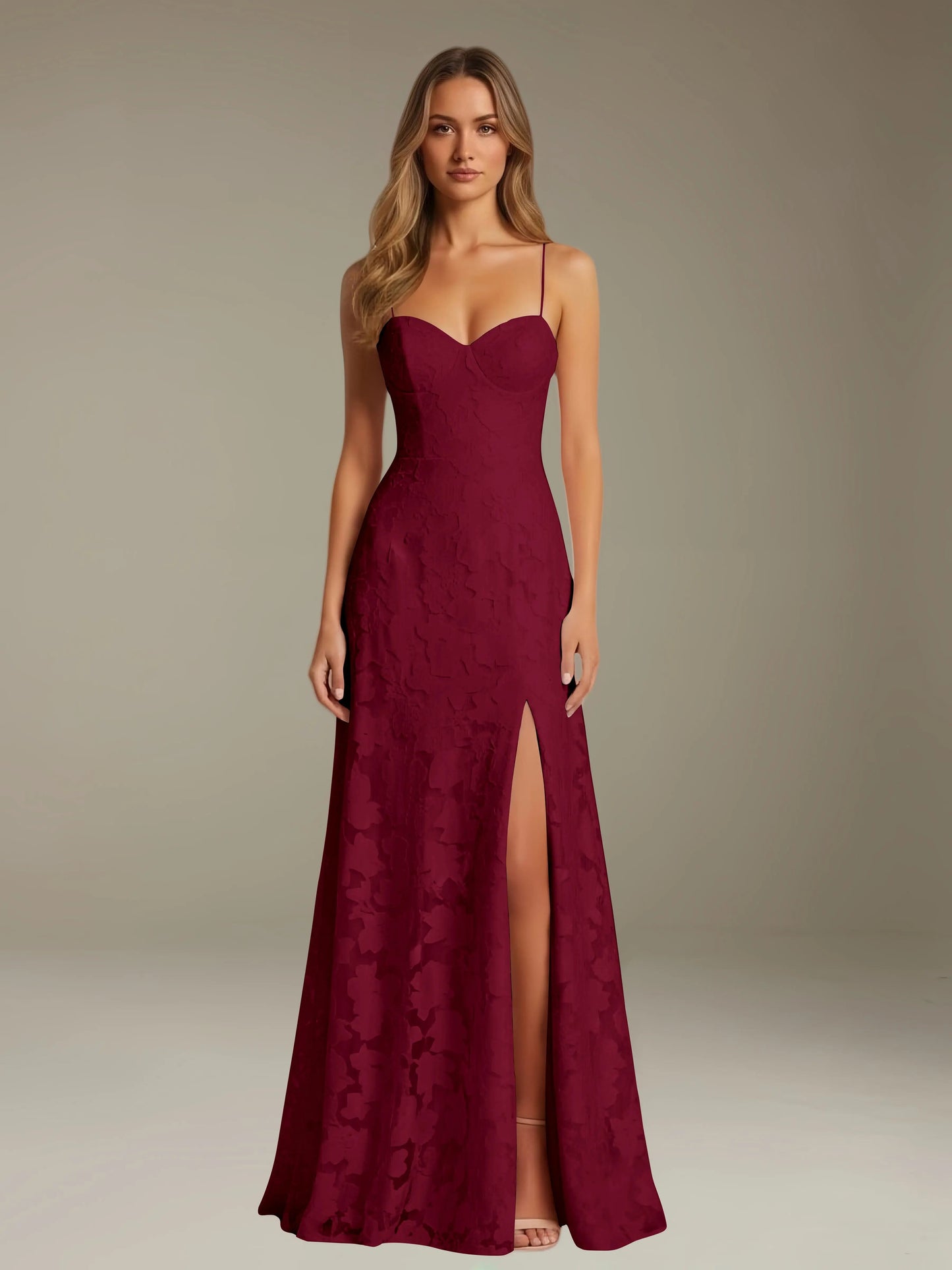 Celesta Women's Floral Lace A-Line Dress – Elegant Side Slit for Formal Events 11