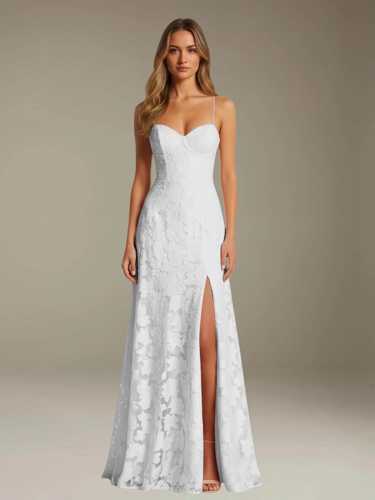 Celesta Women's Floral Lace A-Line Dress – Elegant Side Slit for Formal Events 12