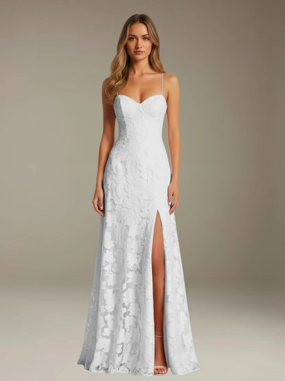 Celesta Women's Floral Lace A-Line Dress – Elegant Side Slit for Formal Events 12