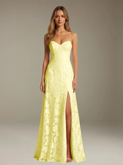 Celesta Women's Floral Lace A-Line Dress – Elegant Side Slit for Formal Events 13