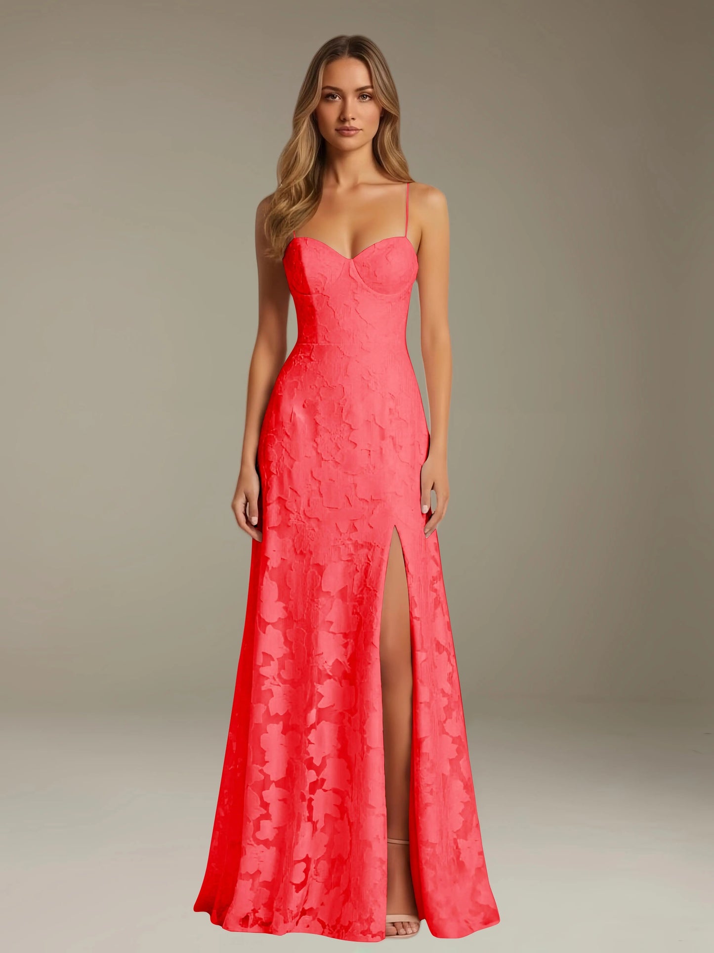Celesta Women's Floral Lace A-Line Dress – Elegant Side Slit for Formal Events 14