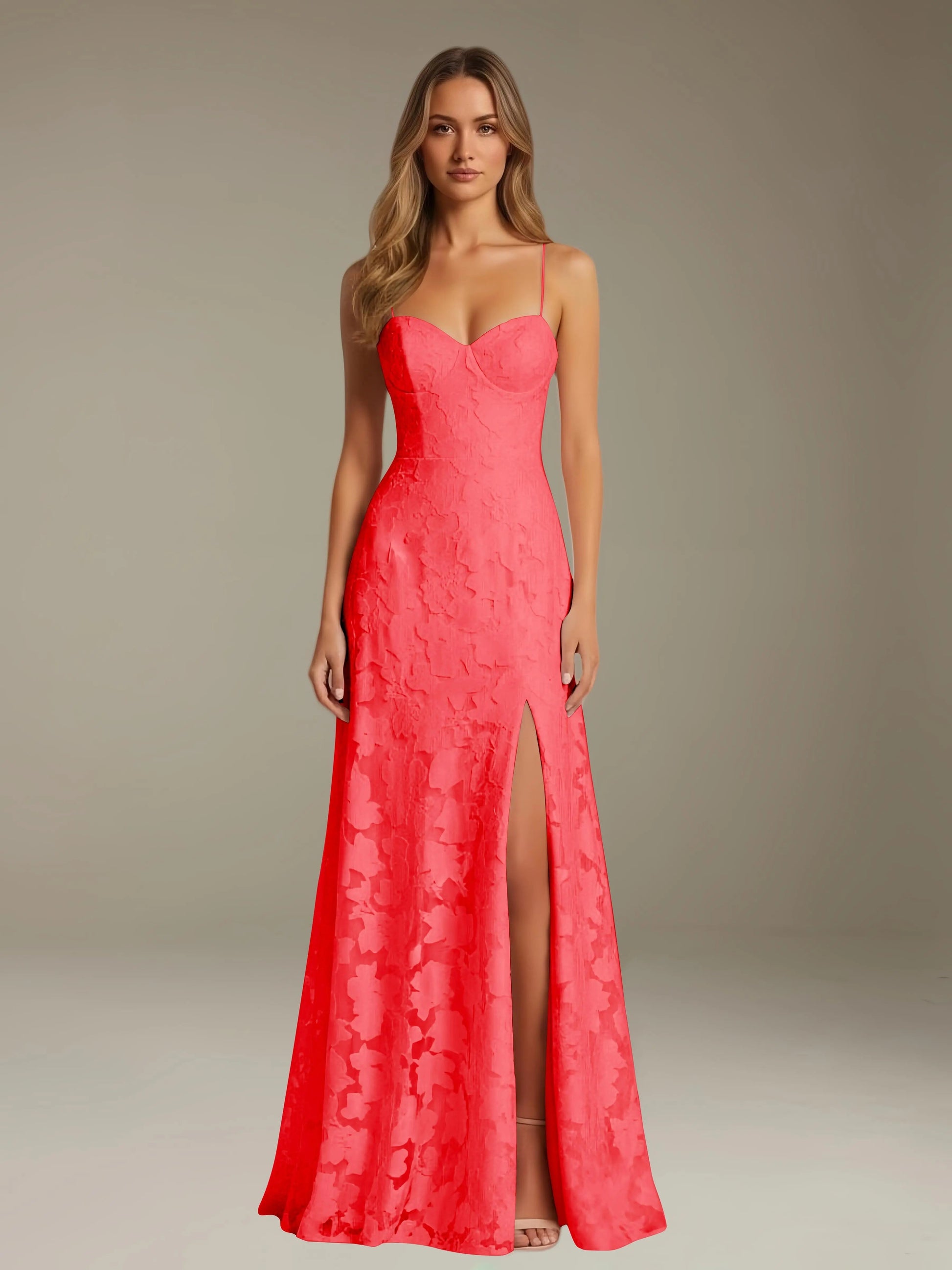 Celesta Women's Floral Lace A-Line Dress – Elegant Side Slit for Formal Events 14