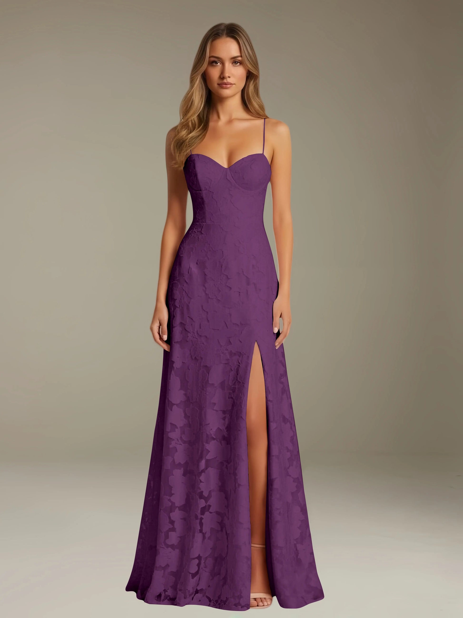 Celesta Women's Floral Lace A-Line Dress – Elegant Side Slit for Formal Events 16