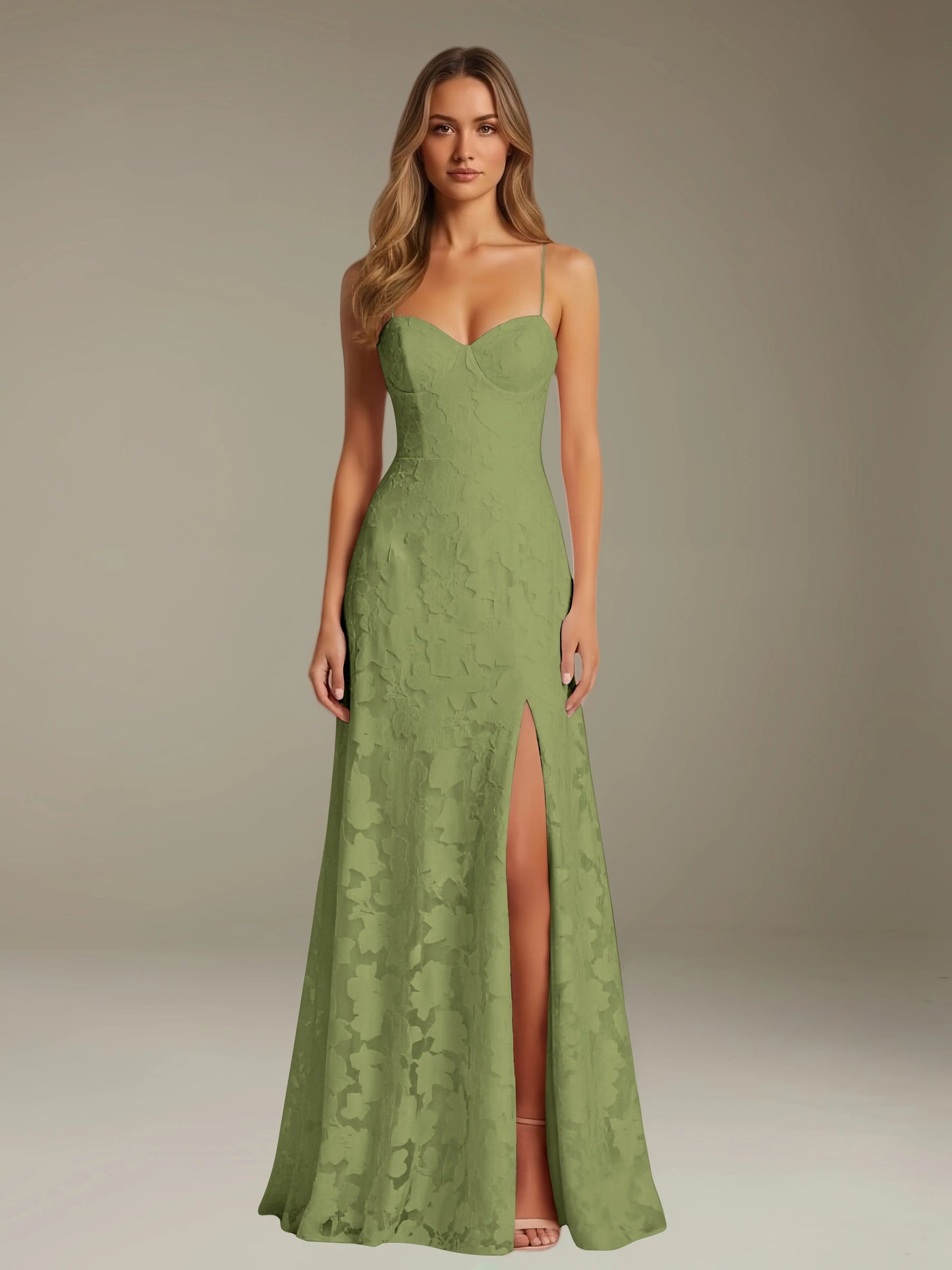 Celesta Women's Floral Lace A-Line Dress – Elegant Side Slit for Formal Events 17