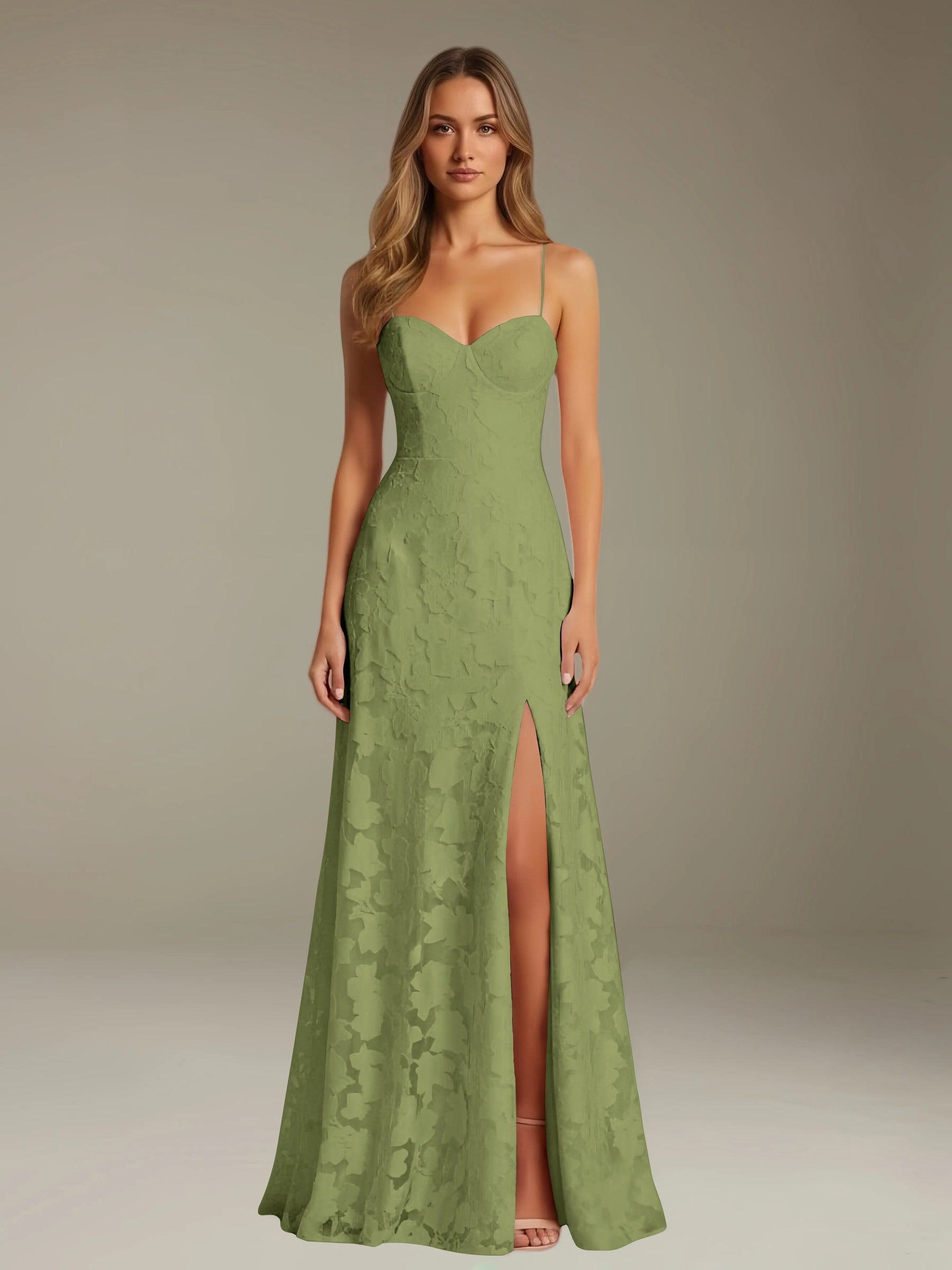 Celesta Women's Floral Lace A-Line Dress – Elegant Side Slit for Formal Events 17