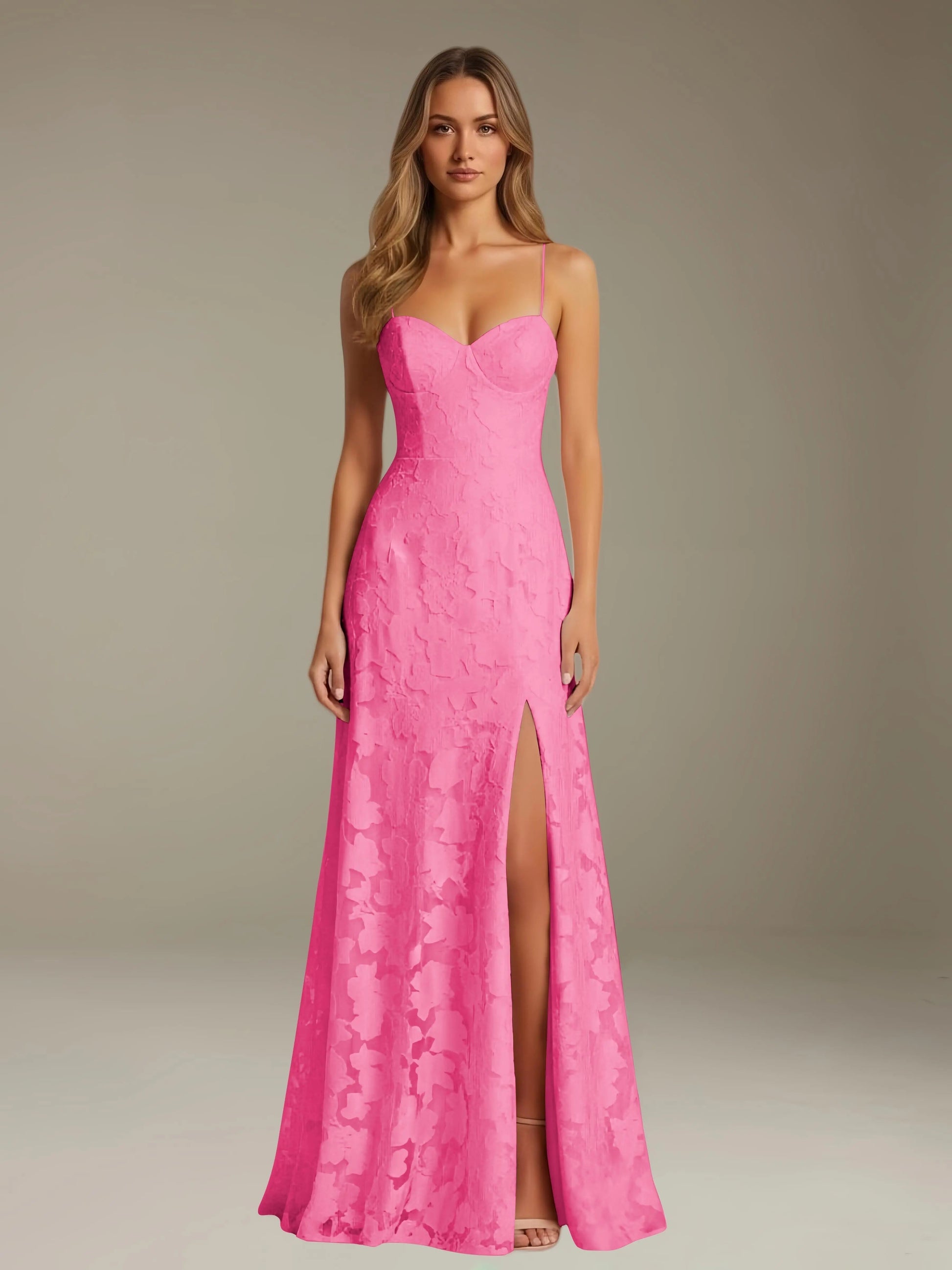 Celesta Women's Floral Lace A-Line Dress – Elegant Side Slit for Formal Events 18