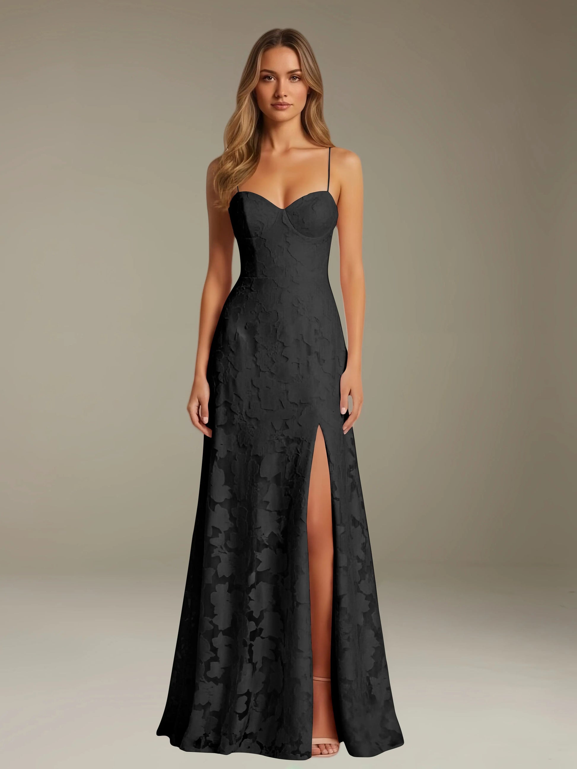 Celesta Women's Floral Lace A-Line Dress – Elegant Side Slit for Formal Events 5