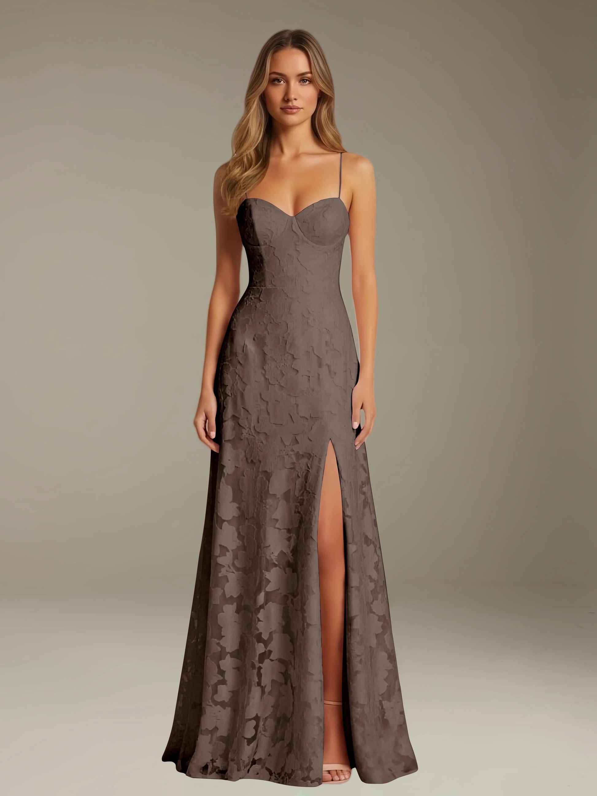 Celesta Women's Floral Lace A-Line Dress – Elegant Side Slit for Formal Events 7