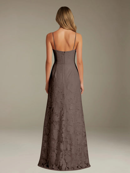 Celesta Women's Floral Lace A-Line Dress – Elegant Side Slit for Formal Events 8