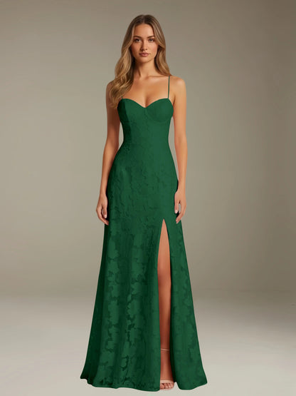 Celesta Women's Floral Lace A-Line Dress – Elegant Side Slit for Formal Events 9