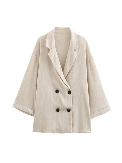 Cora Women's Suit Set – Tailored Jacket and Wide-Leg Trousers Outfit 4