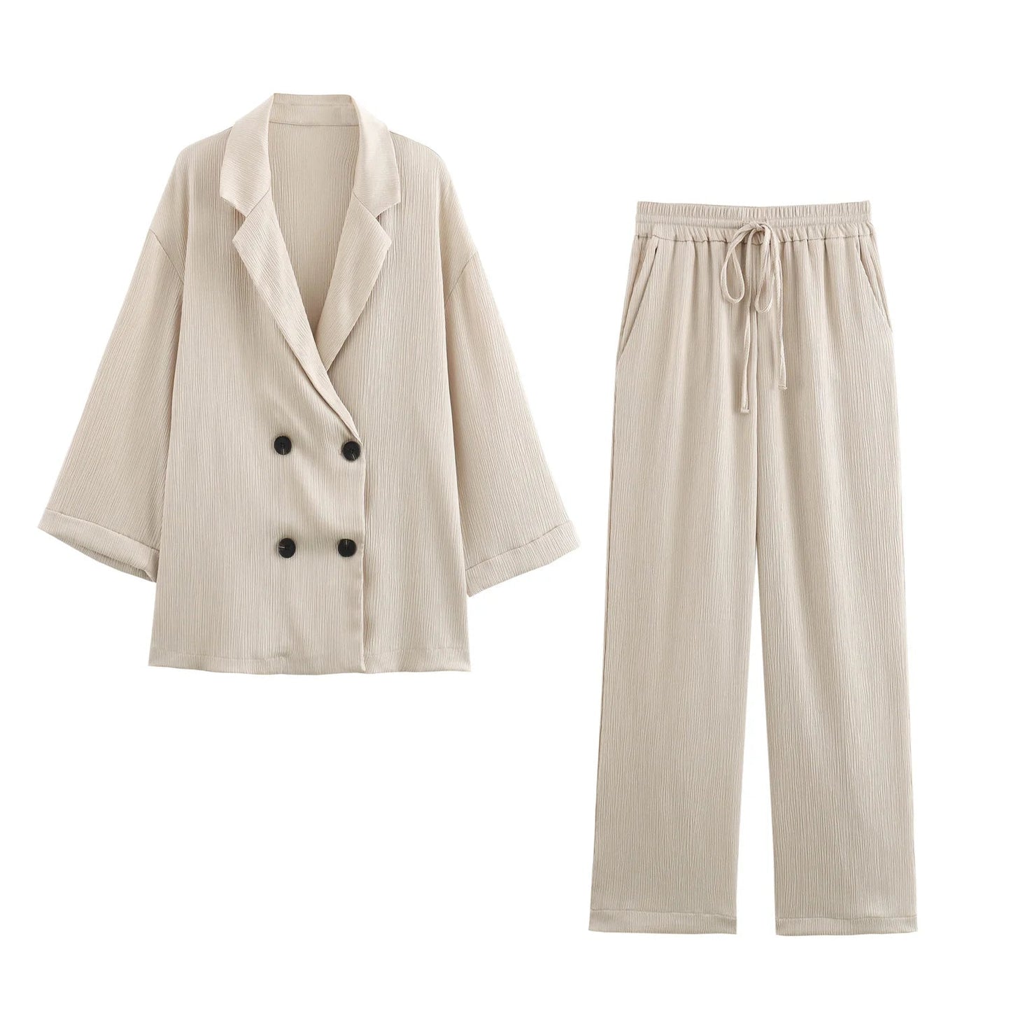 Cora Women's Suit Set – Tailored Jacket and Wide-Leg Trousers Outfit 8
