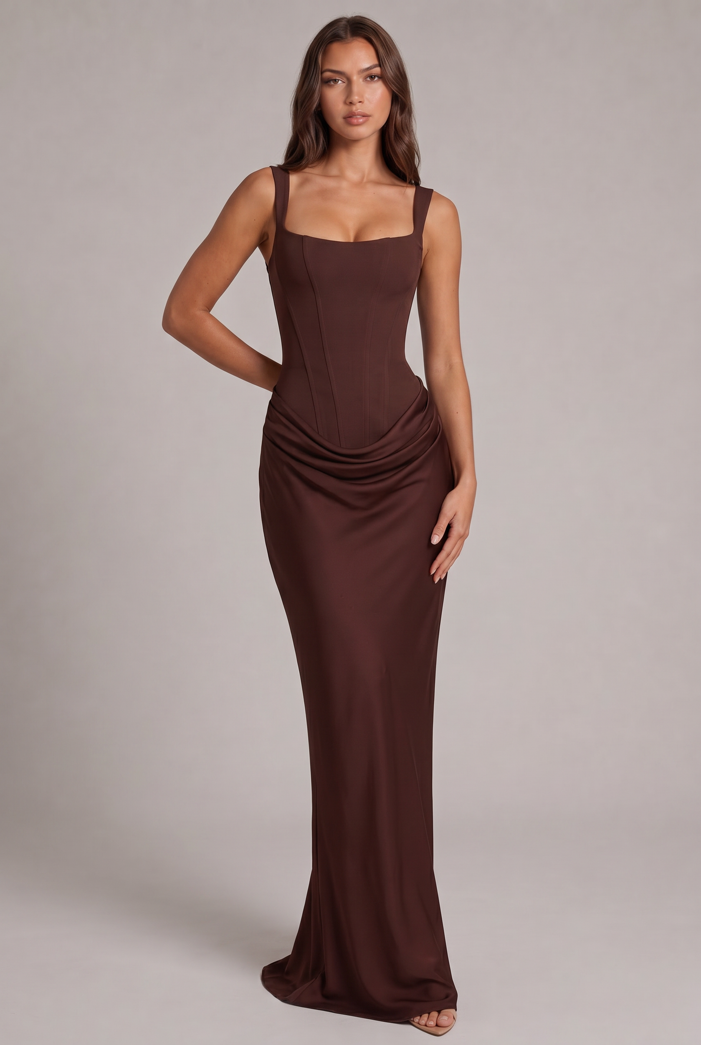 Cornelia Women's Maxi Dress – Structured Corset Elegant Evening Wear 0