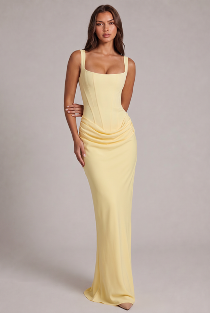 Cornelia Women's Maxi Dress – Structured Corset Elegant Evening Wear 11