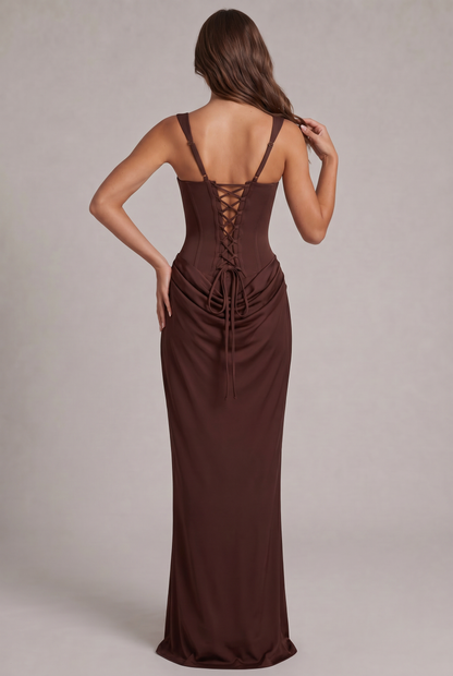 Cornelia Women's Maxi Dress – Structured Corset Elegant Evening Wear 3