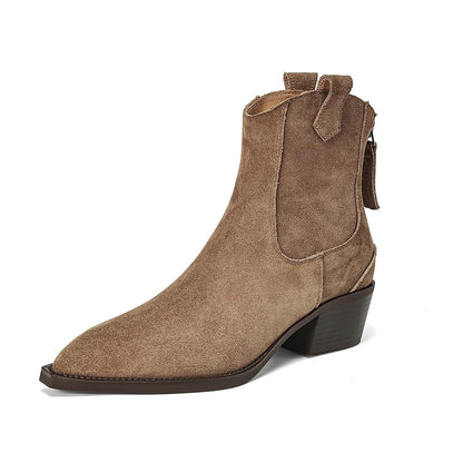 Cressa Women's Ankle Boots – Soft Suede Mid Block Heels for Stylish Comfort 0