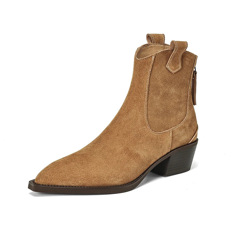 Cressa Women's Ankle Boots – Soft Suede Mid Block Heels for Stylish Comfort 2