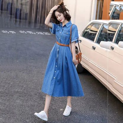 Dazzle Denim Women's A-Line Dress – Chic Comfort for Every Occasion 5