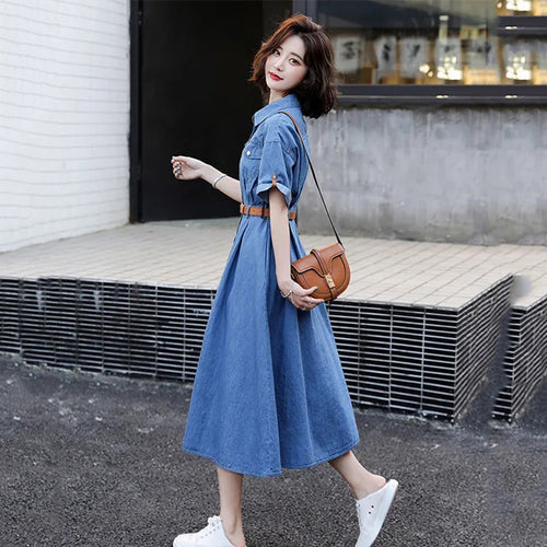 Dazzle Denim Women's A-Line Dress – Chic Comfort for Every Occasion 6