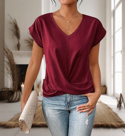 Elara Women's Sweetheart Neck T-Shirt – Lightweight Breathable Comfort 0