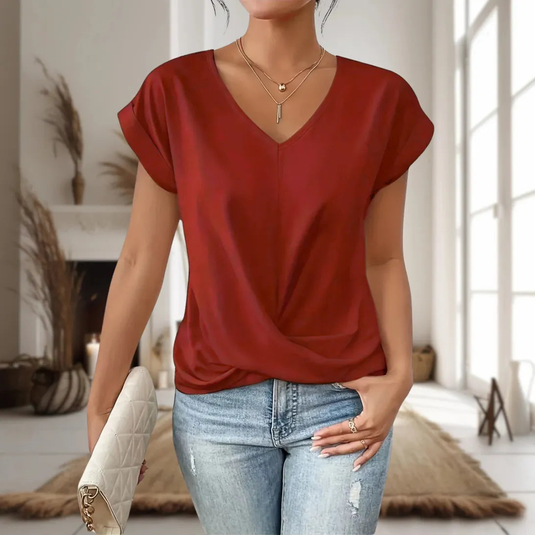 Elara Women's Sweetheart Neck T-Shirt – Lightweight Breathable Comfort 3
