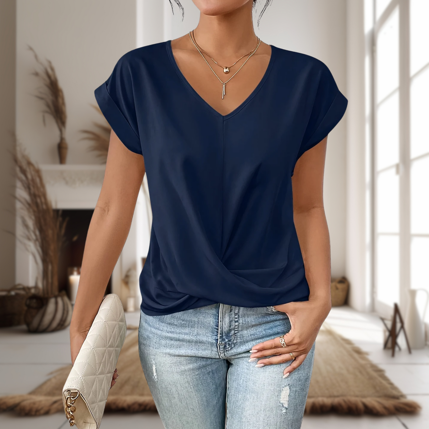 Elara Women's Sweetheart Neck T-Shirt – Lightweight Breathable Comfort 4