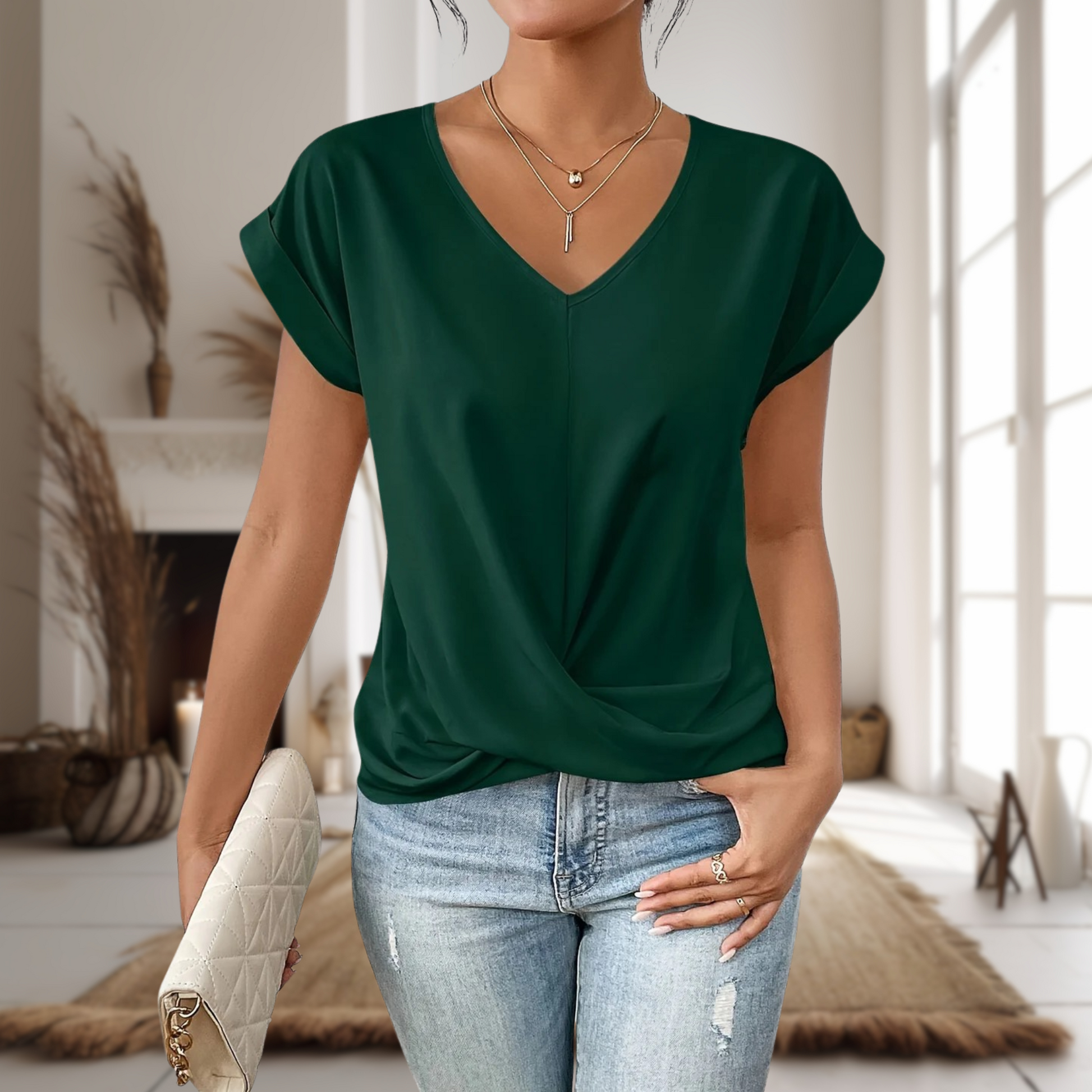 Elara Women's Sweetheart Neck T-Shirt – Lightweight Breathable Comfort 6