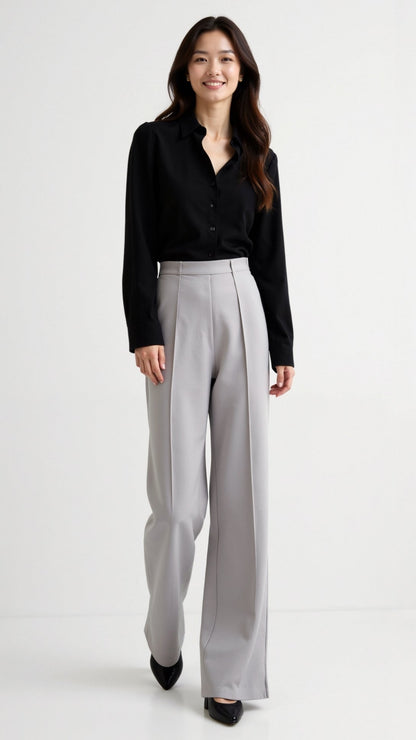 Trousers Women - Relaxed Baggy Mid-Rise Trousers