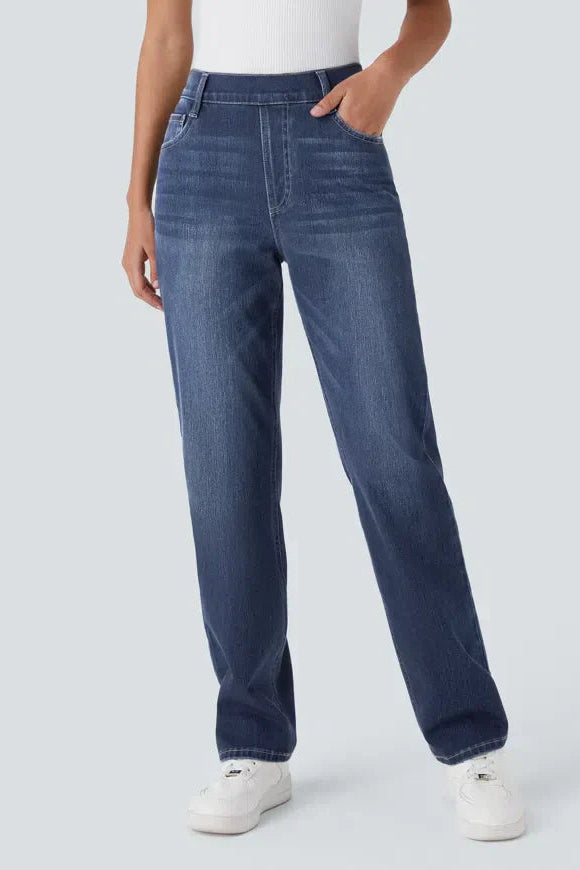 Jeans Women - Straight Cut Everyday Jeans with High Waist