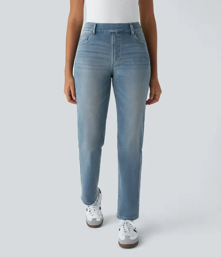 Jeans Women - Straight Cut Everyday Jeans with High Waist