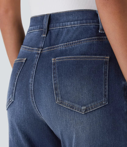 Jeans Women - Straight Cut Everyday Jeans with High Waist