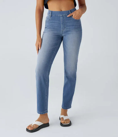 Jeans Women - Straight Cut Everyday Jeans with High Waist