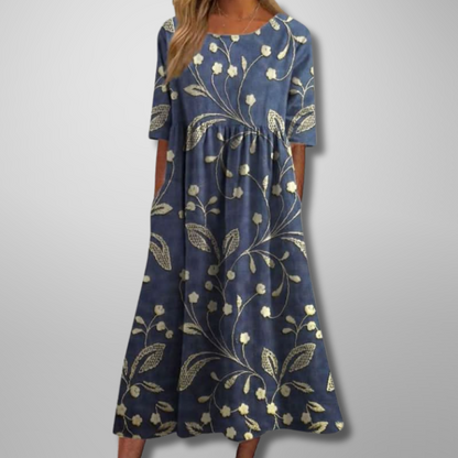 Glenna Women's Floral Midi Dress – Flowing Silhouette for Elegant Everyday Wear 0