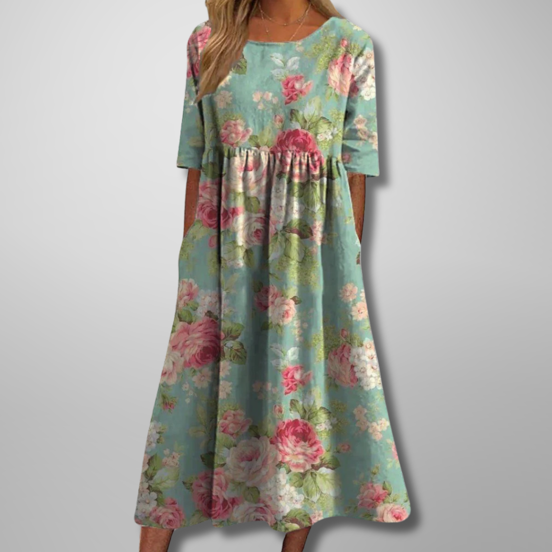 Glenna Women's Floral Midi Dress – Flowing Silhouette for Elegant Everyday Wear 1