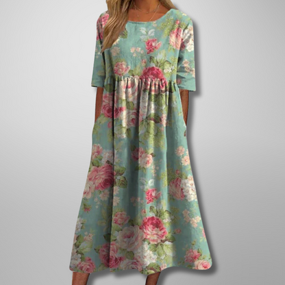 Glenna Women's Floral Midi Dress – Flowing Silhouette for Elegant Everyday Wear 1