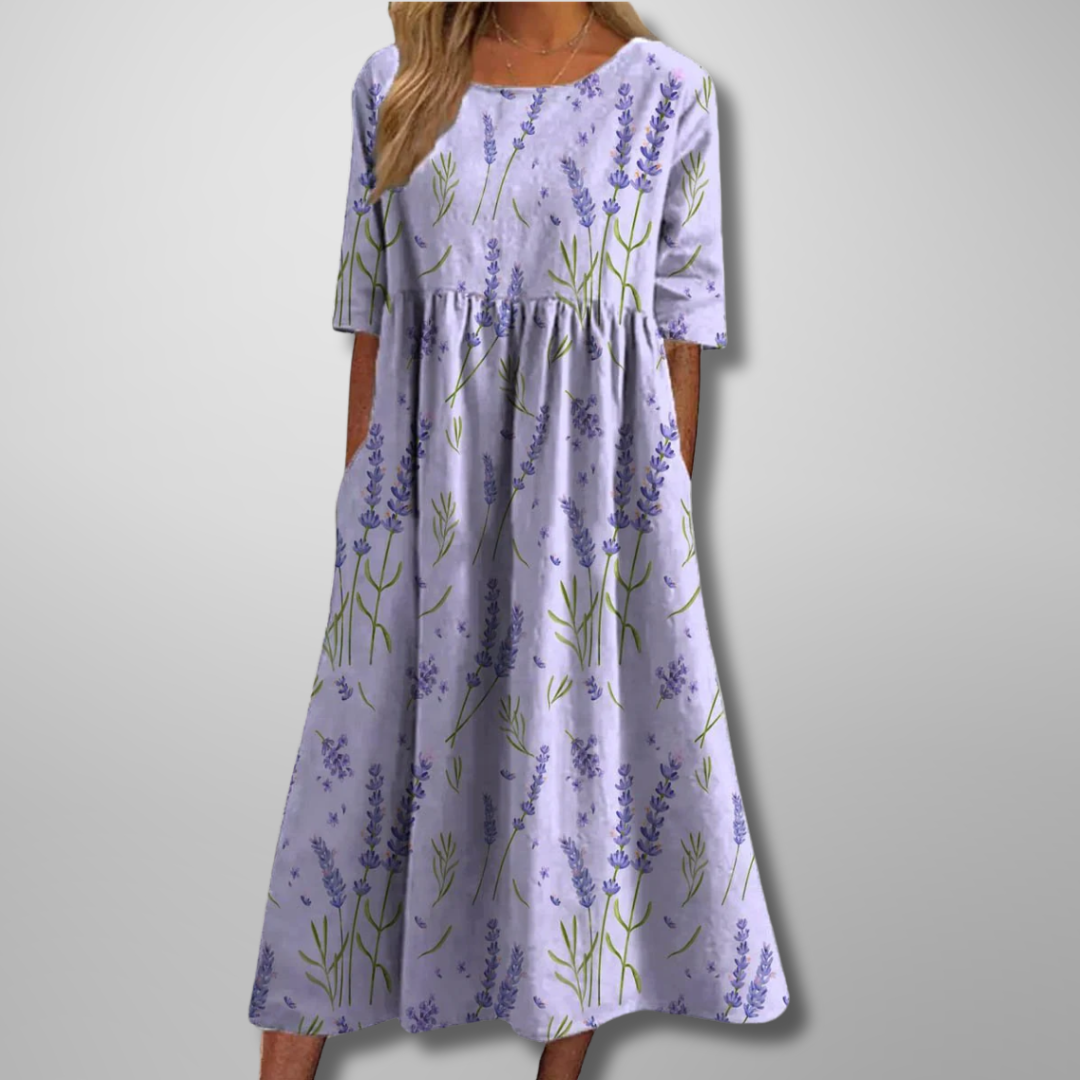 Glenna Women's Floral Midi Dress – Flowing Silhouette for Elegant Everyday Wear 2