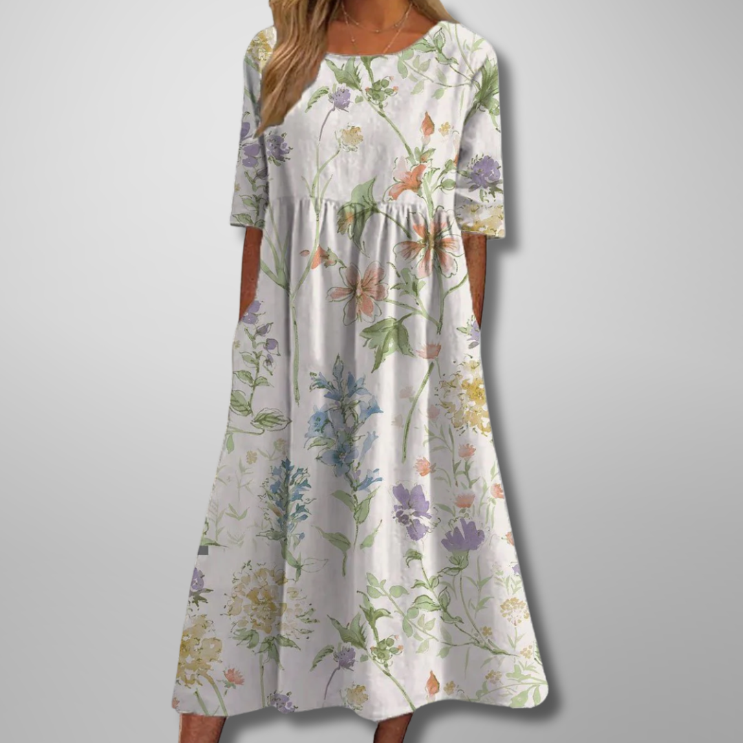 Glenna Women's Floral Midi Dress – Flowing Silhouette for Elegant Everyday Wear 3