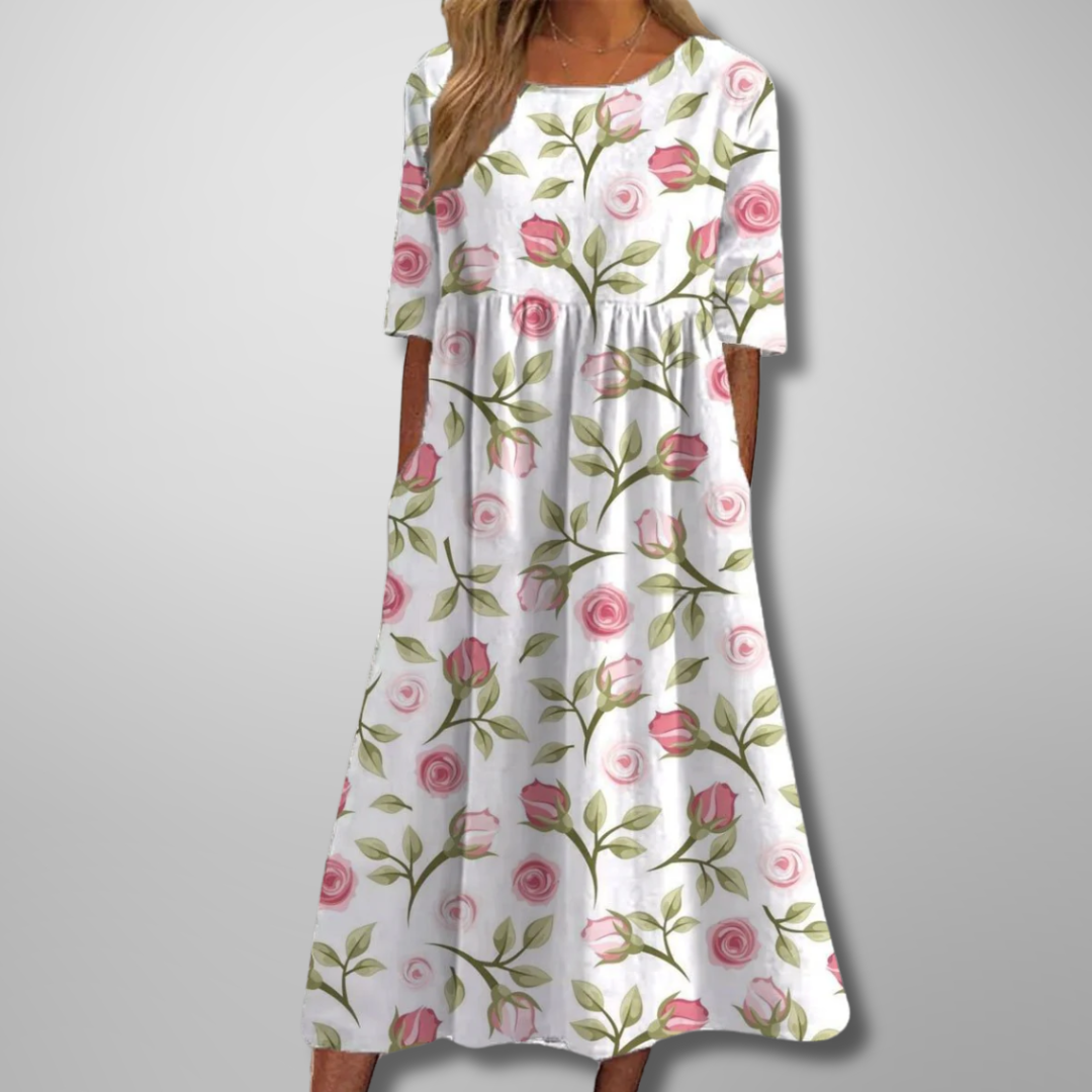 Glenna Women's Floral Midi Dress – Flowing Silhouette for Elegant Everyday Wear 7