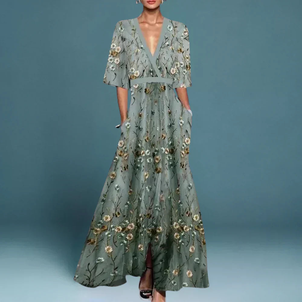 Jessa Elegant Maxi Dress – Floral Pattern Graceful Comfort 0