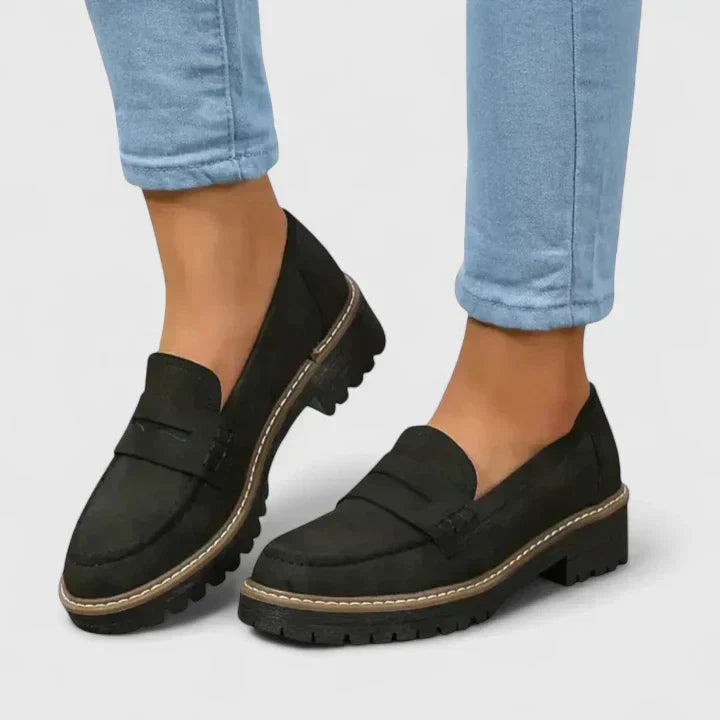 Jorven Women's Black Loafers – Ergonomic Support for All-Day Comfort 0
