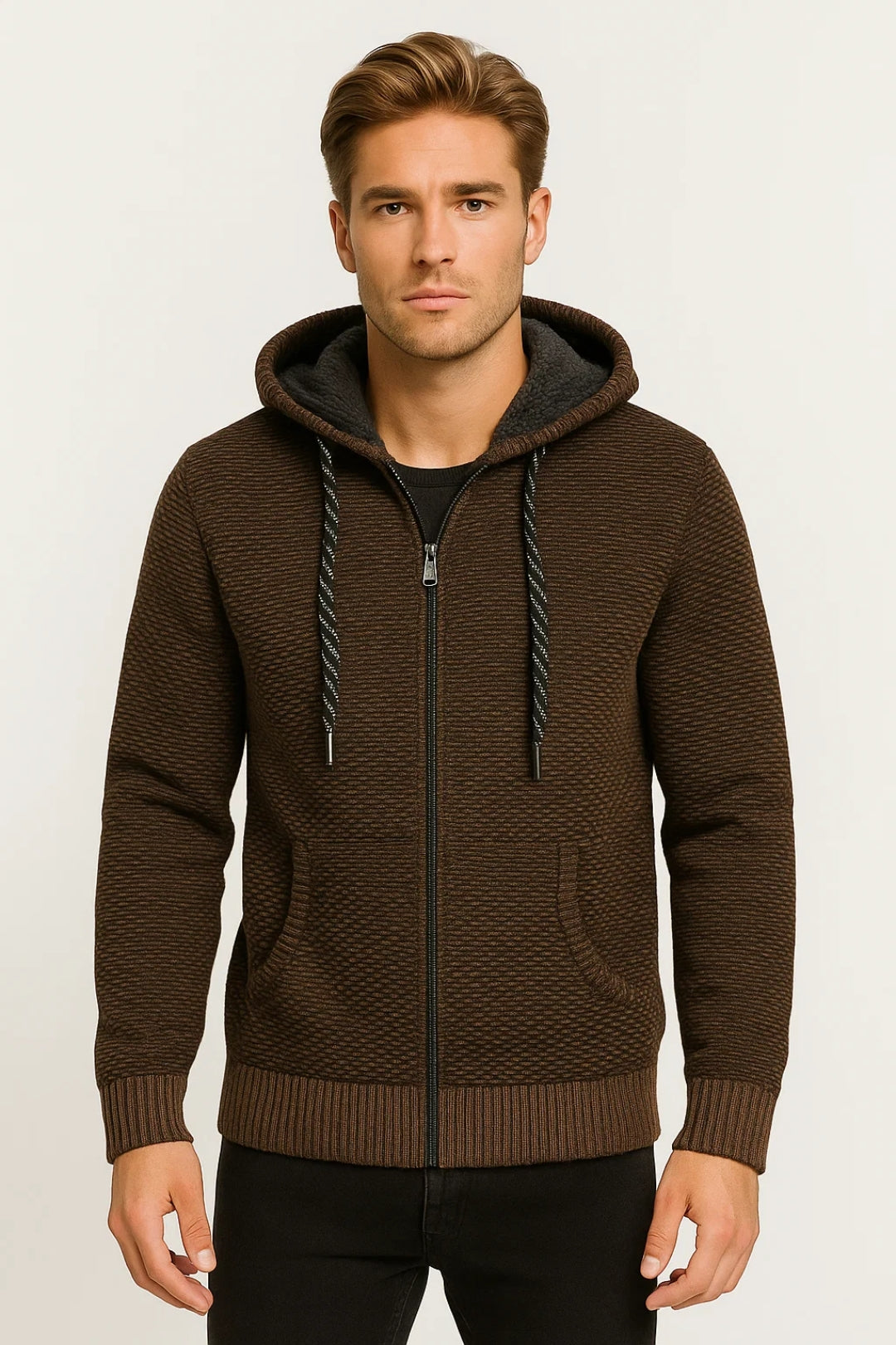 Karo Herren Kapuzenpullover – Warme Gefütterte Jacke für Gemütliche Tage 2