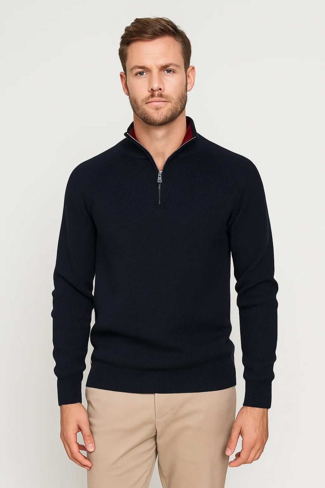 Karo Herrenpullover – Halbreißverschluss für Stil und Wärme 0