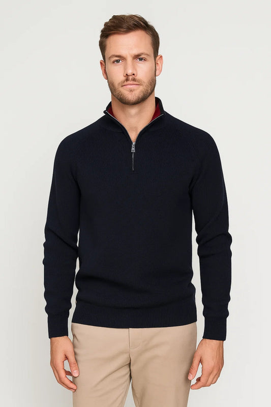 Karo Herrenpullover – Halbreißverschluss für Stil und Wärme 0
