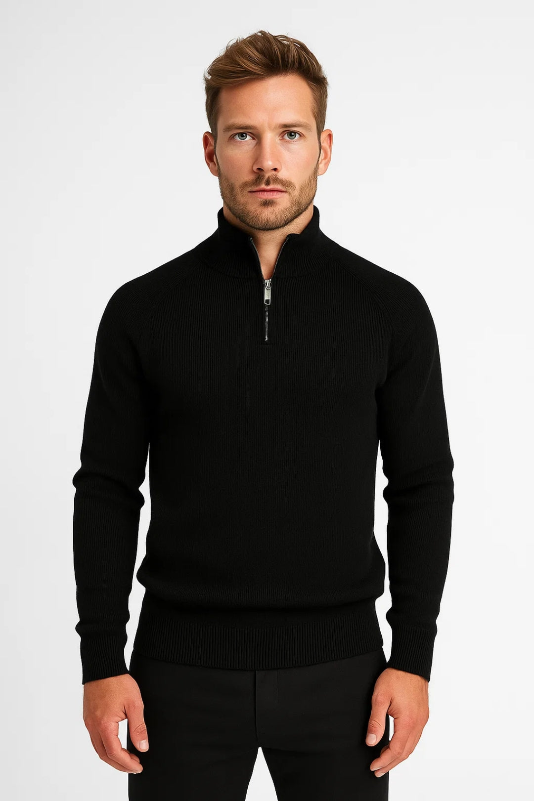 Karo Herrenpullover – Halbreißverschluss für Stil und Wärme 1